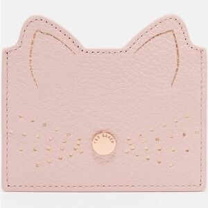 Ted Baker Pink Cat Whisker Card Holder with Gold Accents - LIKE NEW - Rare